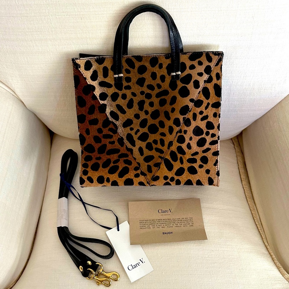 NWT Clare V Vivier Petit Simple Tote Leopard